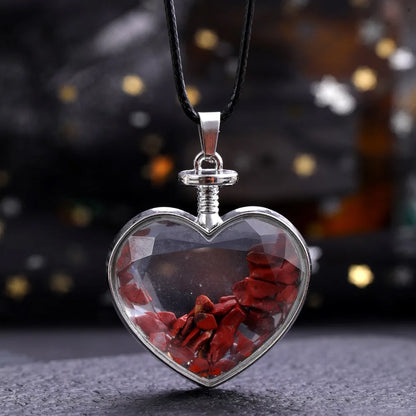 Natural Stone Love Pendant in Glass Bottle
