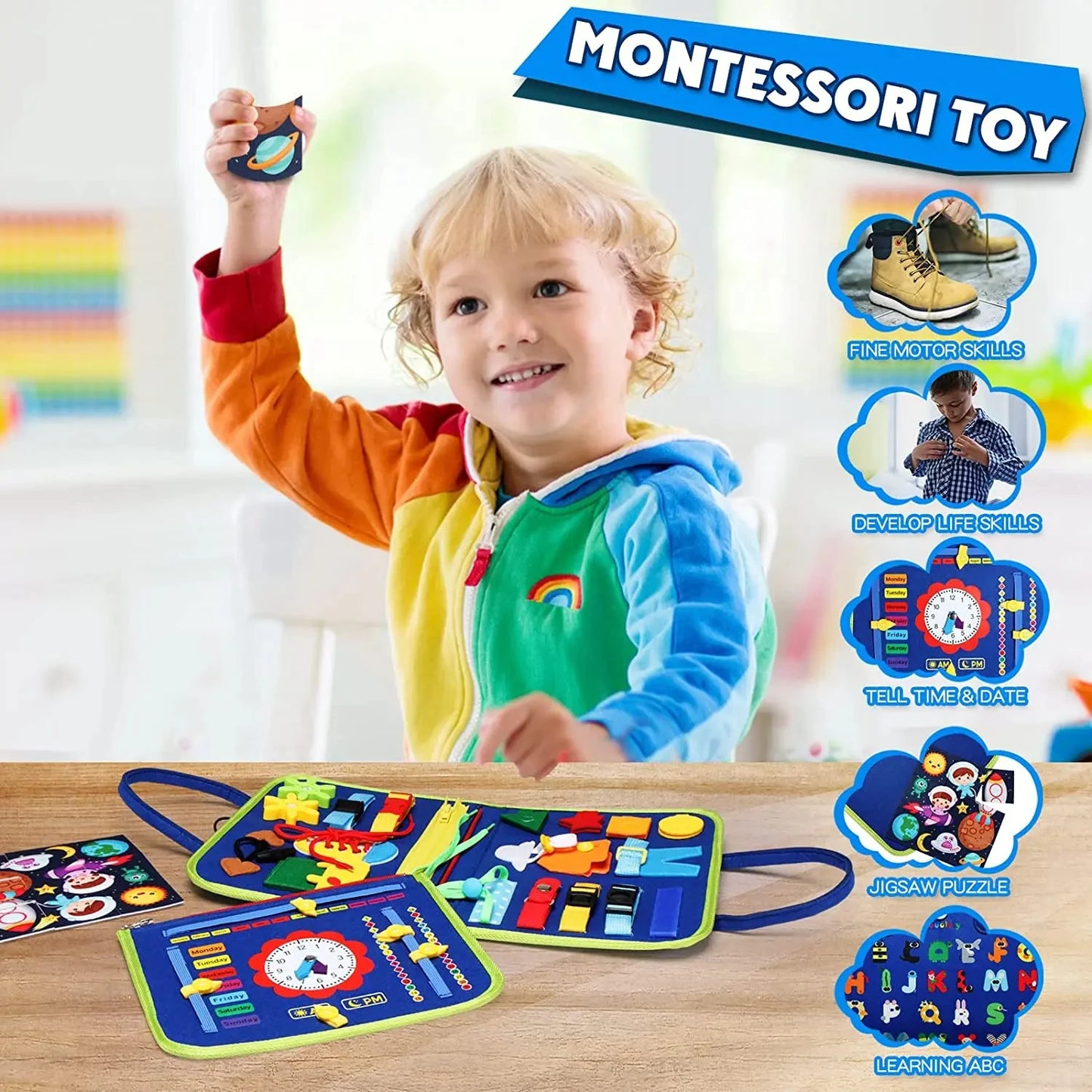 Montessori Busy Board Sensory Learning Activity Board