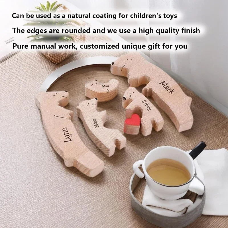 Custom Name Wooden Bear Family Decor Gift