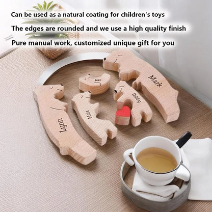 Custom Name Wooden Bear Family Decor Gift