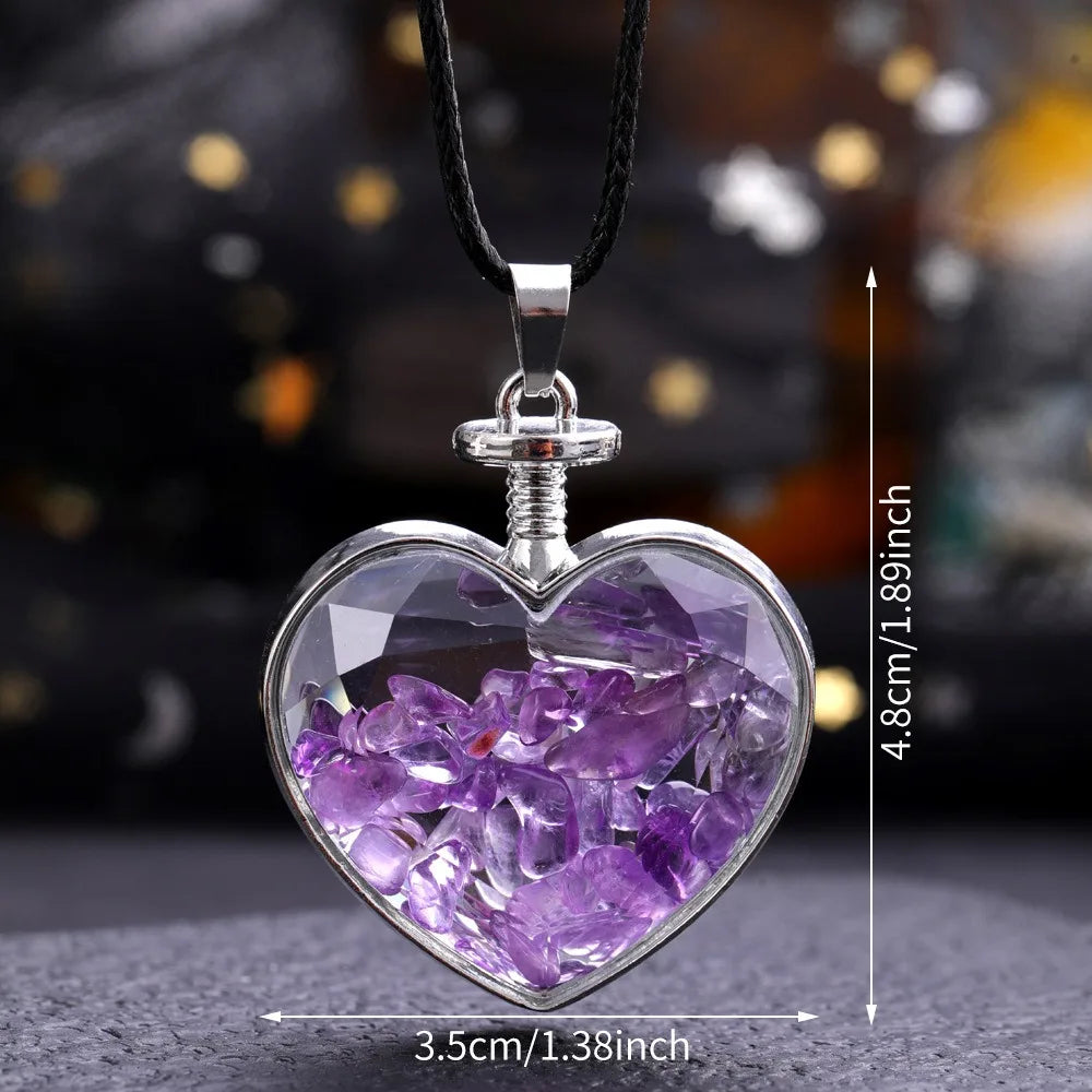 Natural Stone Love Pendant in Glass Bottle
