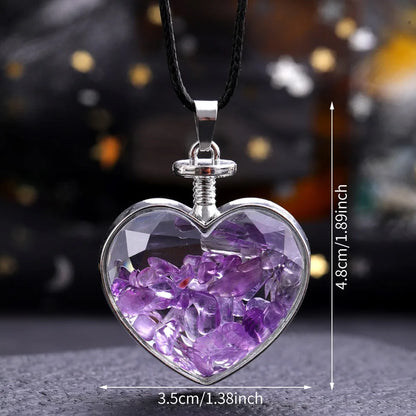 Natural Stone Love Pendant in Glass Bottle
