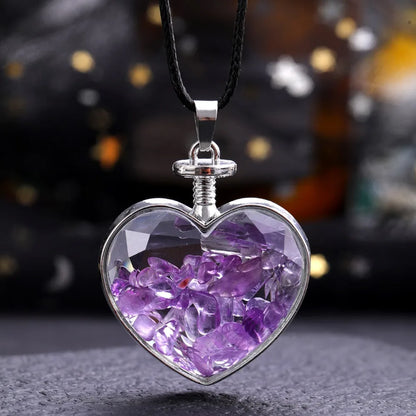Natural Stone Love Pendant in Glass Bottle