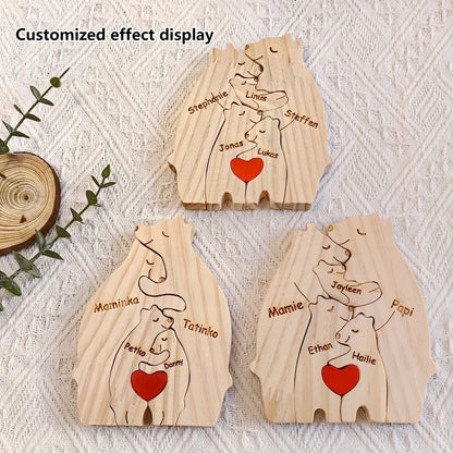 Custom Name Wooden Bear Family Decor Gift