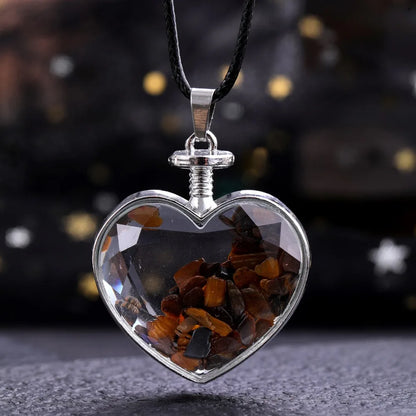 Natural Stone Love Pendant in Glass Bottle
