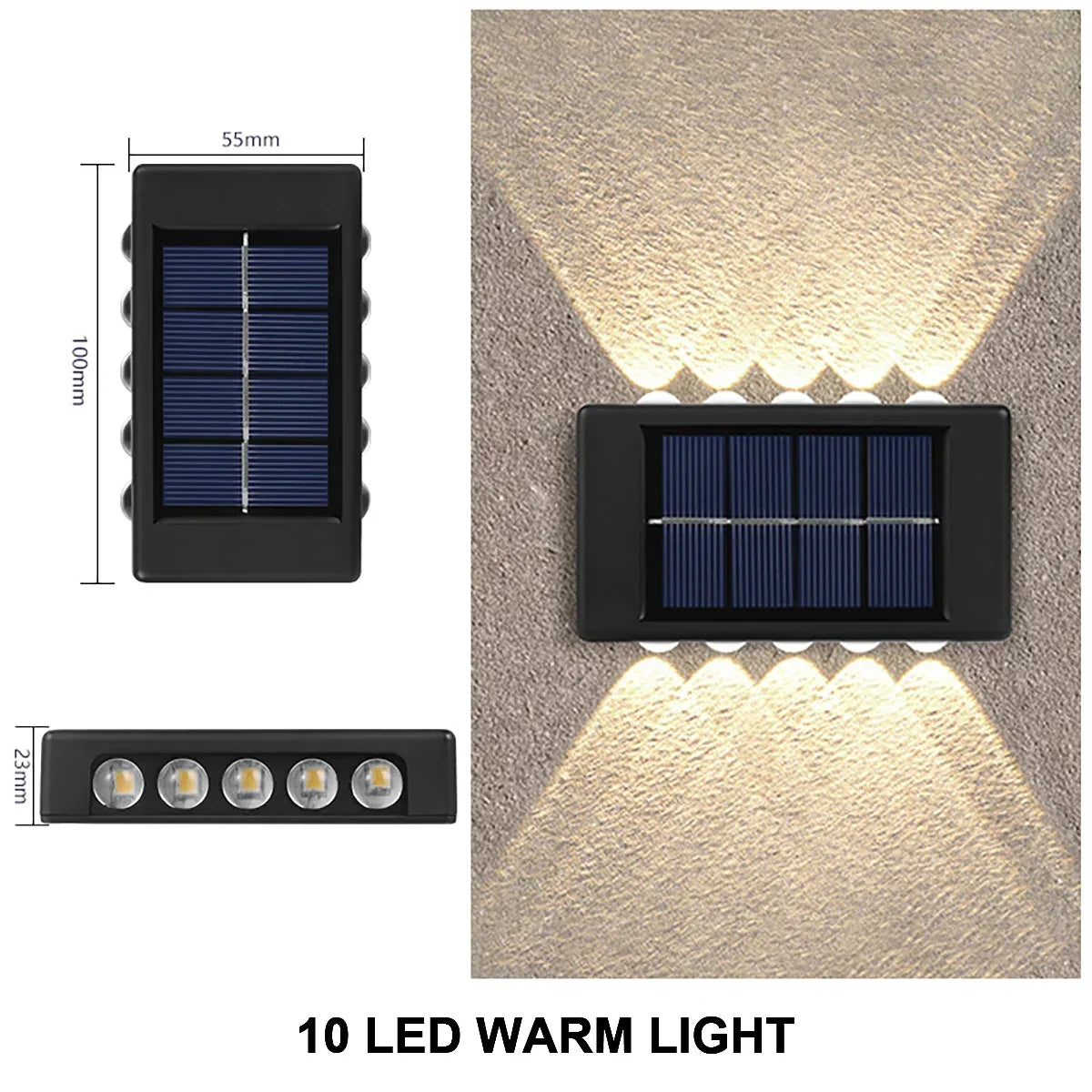 Waterproof Solar Wall Light with Dual Illumination