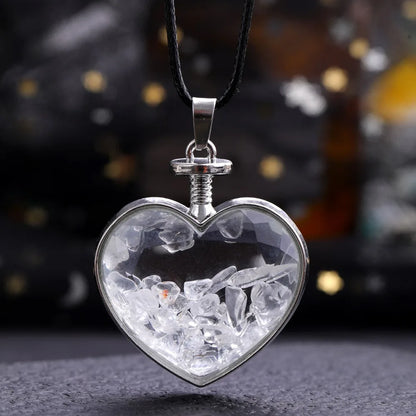 Natural Stone Love Pendant in Glass Bottle