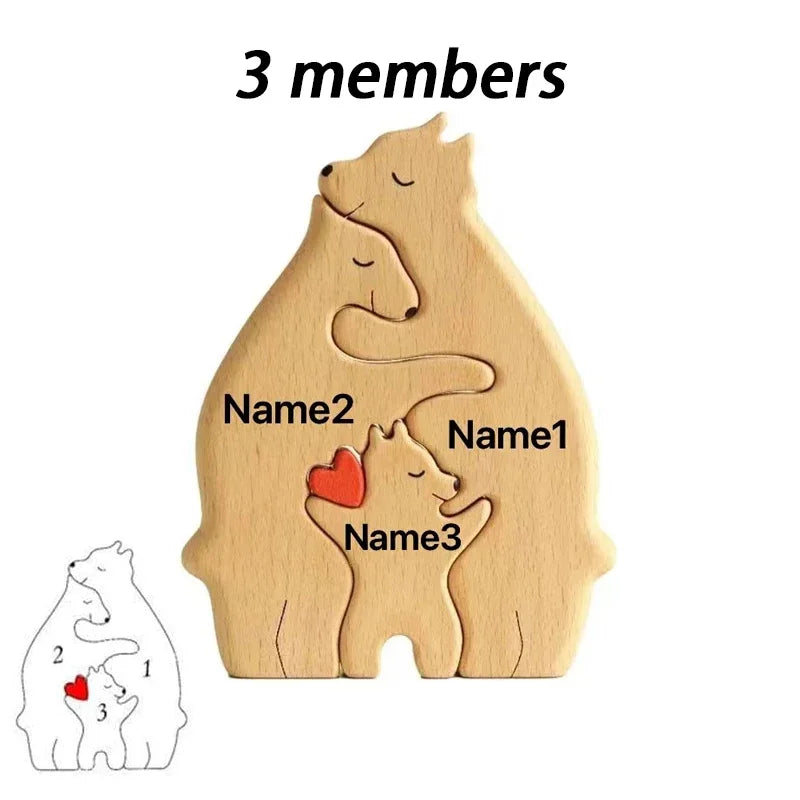 Custom Name Wooden Bear Family Decor Gift