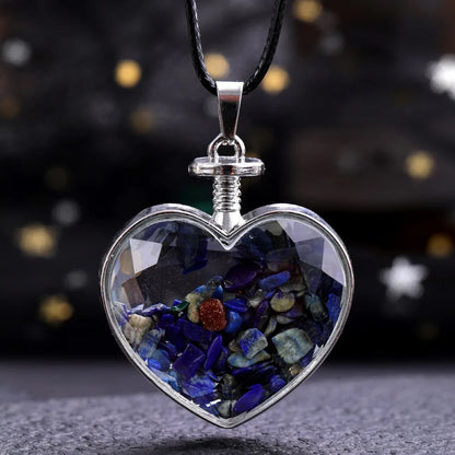 Natural Stone Love Pendant in Glass Bottle