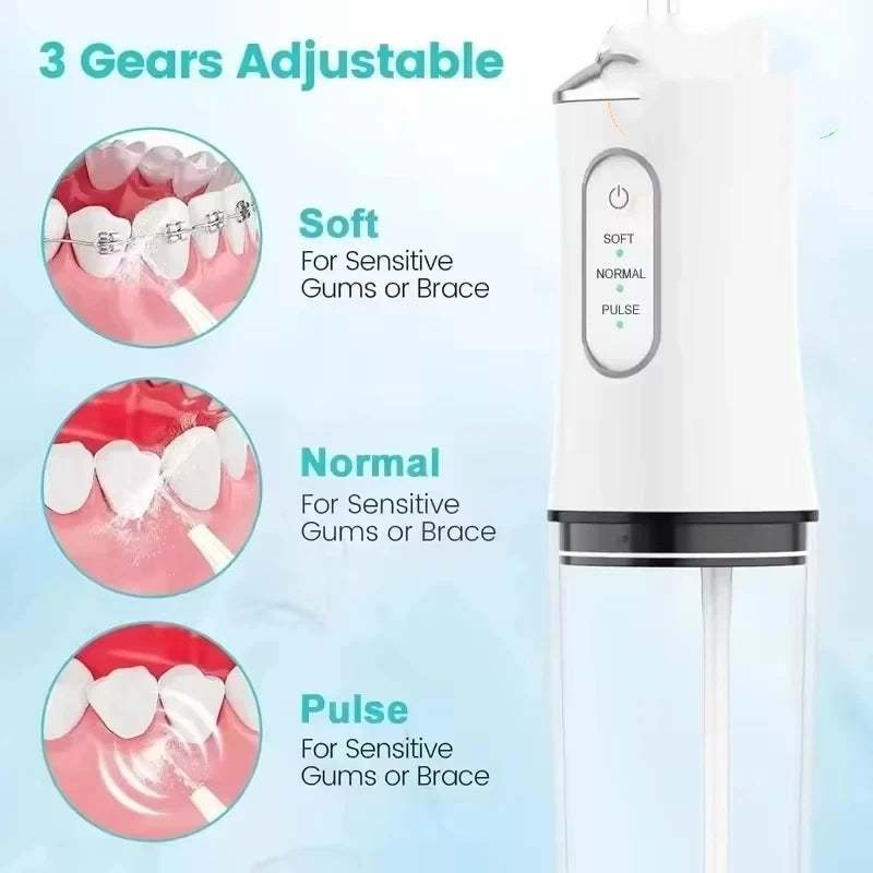 Portable Electric Water Flosser with 4 Nozzles